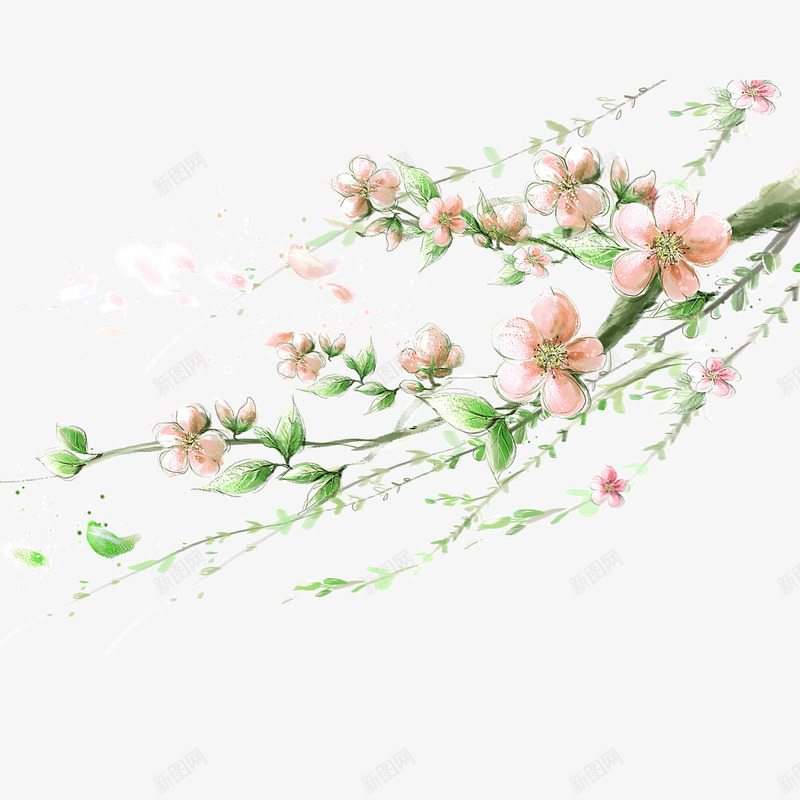 花粉色花淡雅psd免抠素材_新图网 https://ixintu.com 淡雅 粉色花 花
