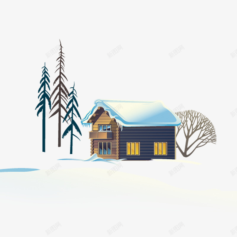 白色大雪房屋冬日图标psd免抠素材_新图网 https://ixintu.com 冬天 大雪 寒冷 平面 松树 白色 节气 设计