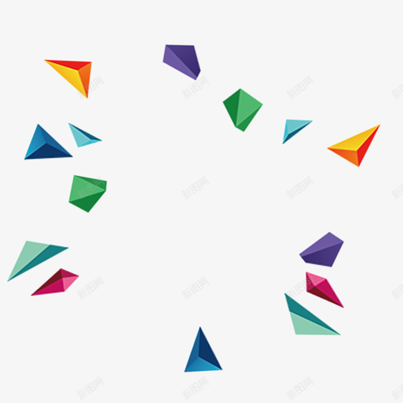 年货节彩色装饰图案png免抠素材_新图网 https://ixintu.com 不规则图形 低多边形 几何 多边形 彩色的 漂浮 简约 装饰 锥形