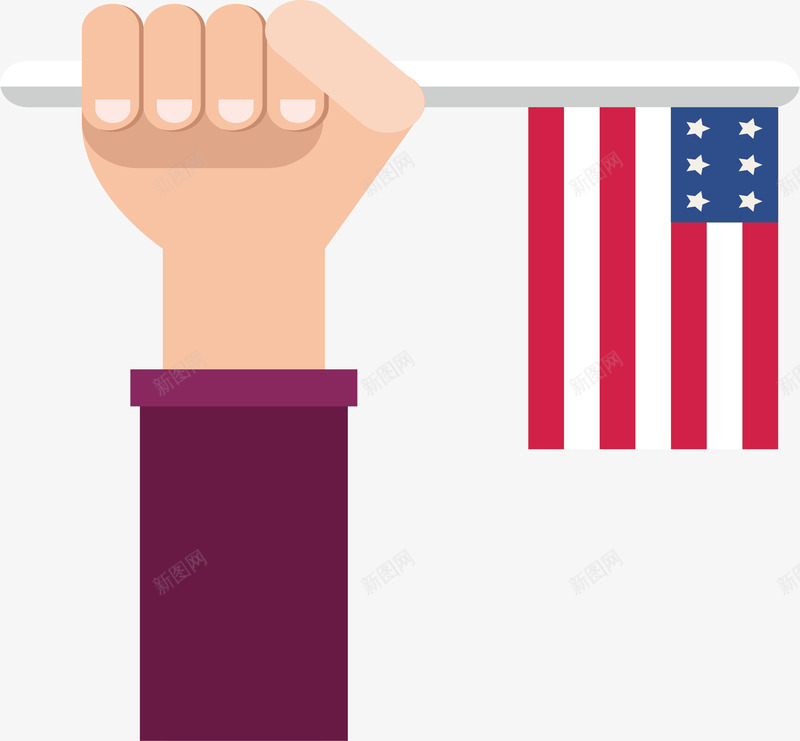 手里拿着美国国旗矢量图eps免抠素材_新图网 https://ixintu.com 手拿国旗 手里的国旗 矢量png 美国 美国国旗 美国庆典 矢量图