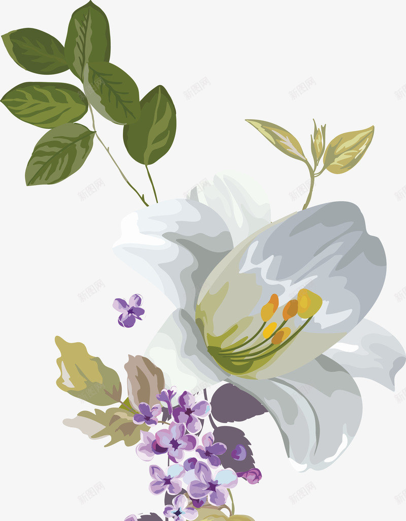 百合花藤蔓百合花线描矢量图ai免抠素材_新图网 https://ixintu.com 一只百合花 手绘风格百合花 欧式百合花 玉雕百合花 白色百合花 百合花簇 百合花纹样 真实百合花 矢量图