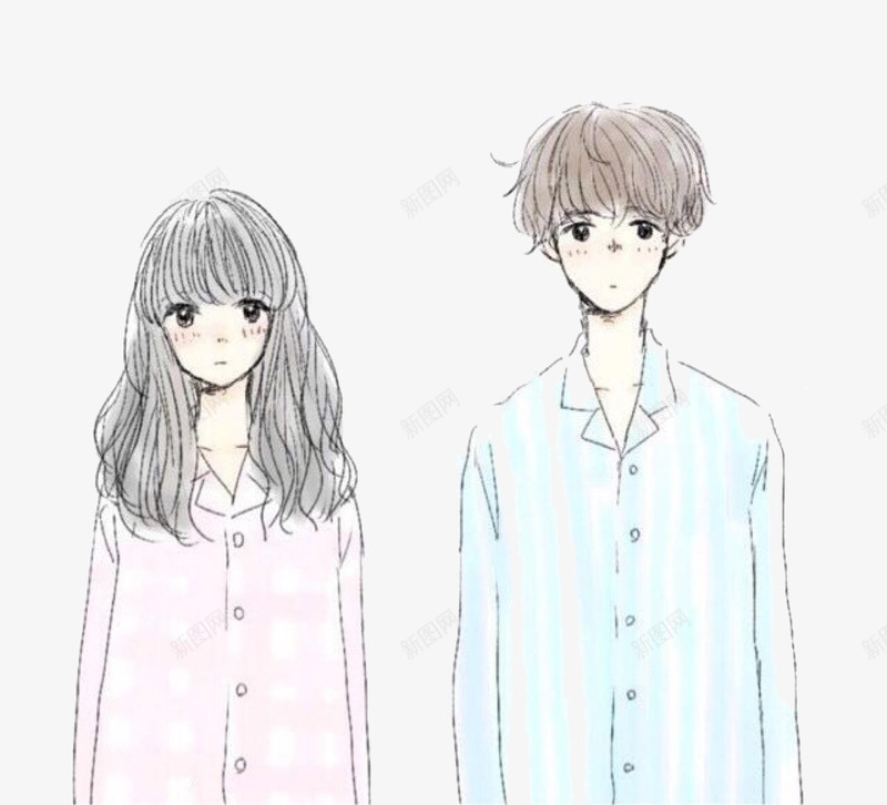 清新风格羞涩情侣简笔画png免抠素材_新图网 https://ixintu.com 动漫风格 情侣 情侣简笔画 清新风格 简笔画 羞涩 装饰图案
