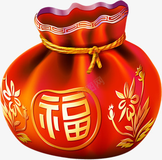 红色卡通手绘福袋png免抠素材_新图网 https://ixintu.com 卡通 红色
