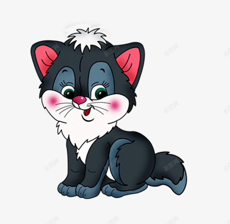 猫猫png免抠素材_新图网 https://ixintu.com 动物 卡通 卡通动物 卡通猫 家禽家畜 猫 猫猫 生物世界 矢量猫 黑白 黑白猫 黑白矢量