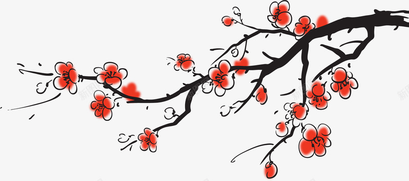 红色梅花图画png免抠素材_新图网 https://ixintu.com 图画 梅花 红色
