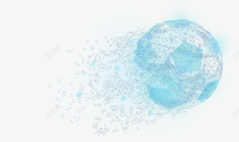 科技类装饰晶体足球png免抠素材_新图网 https://ixintu.com 创意 晶体 科技 足球 足球边框