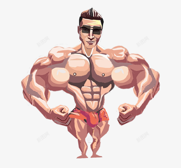 肌肉男png免抠素材_新图网 https://ixintu.com 健壮 健壮身材 健身 卡通 强壮肌肉男 肌肉男
