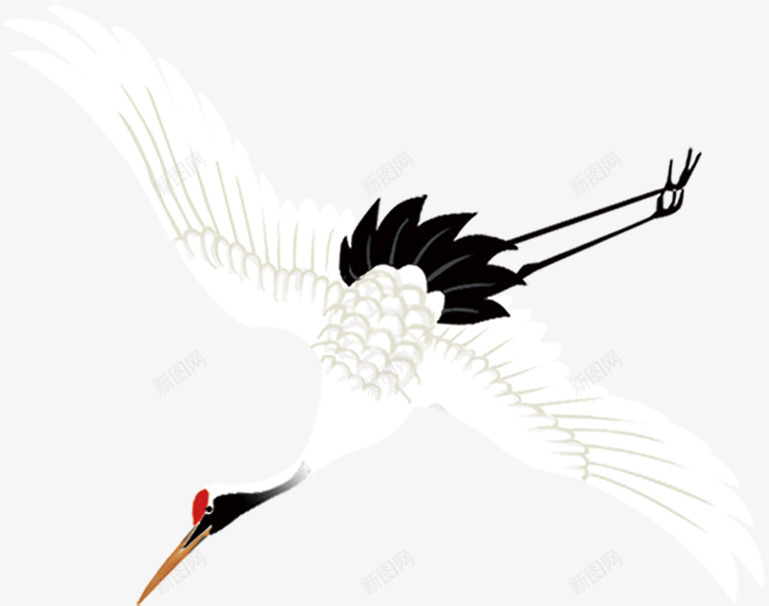 立绘彩绘飞翔的仙鹤高飞png免抠素材_新图网 https://ixintu.com 仙鹤 彩绘 飞翔