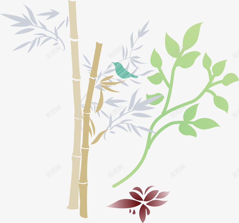 手绘韩式淡雅植物美景png免抠素材_新图网 https://ixintu.com 植物 淡雅 美景