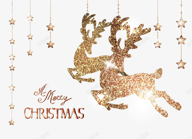圣诞金色麋鹿背景矢量图ai免抠素材_新图网 https://ixintu.com Christmas 圣诞节 圣诞节海报背景 平安夜 新年 星光 节日 金色糜鹿 矢量图