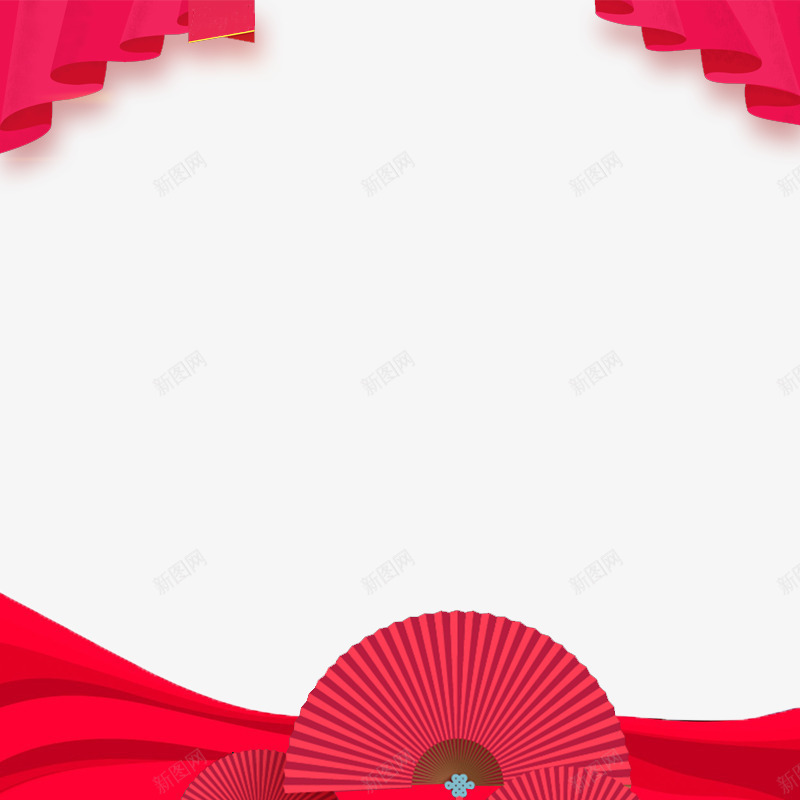 纸扇飘带主图背景png免抠素材_新图网 https://ixintu.com 主图背景 年货节 纸扇 织带 飘带