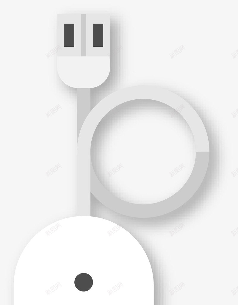 卡通白色鼠标数据线png免抠素材_新图网 https://ixintu.com 互联网 卡通手绘 扁平化 数据线 白色 科技 鼠标 鼠标模型