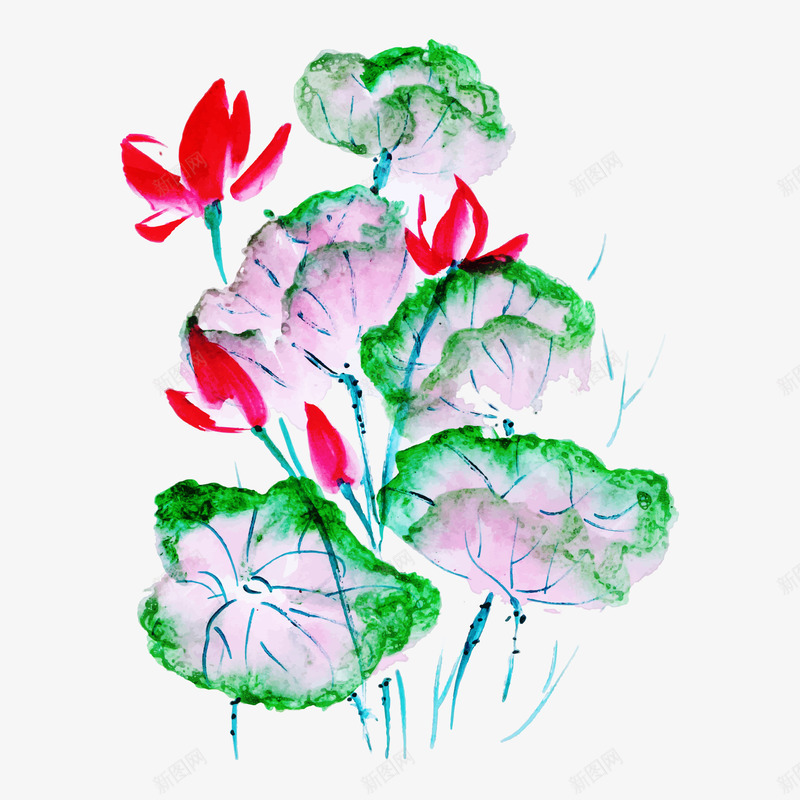 睡莲中国风荷花矢量图eps免抠素材_新图网 https://ixintu.com 中国风 水墨 水墨水莲 水墨睡莲 水墨荷花 水莲 睡莲 荷花 矢量图