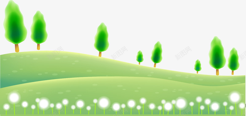 卡通清新草地矢量图ai免抠素材_新图网 https://ixintu.com 卡通 小树 清新 草地 草坪 矢量图