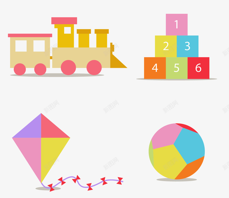 案例玩具皮球矢量图eps免抠素材_新图网 https://ixintu.com 玩具 皮球 矢量皮球 风筝 矢量图