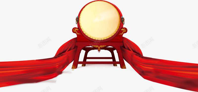 鼓png免抠素材_新图网 https://ixintu.com 党庆 党建 国庆素材 庆祝 底座 敲鼓 红绸 绸布 节日 鼓