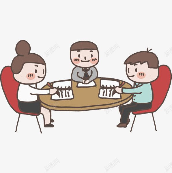 商务办公png免抠素材_新图网 https://ixintu.com 上班族 会议 办公 卡通 商务人员 女士 手绘 桌子 男士