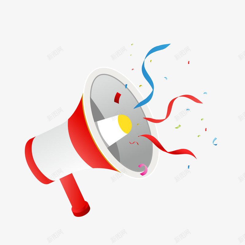 喇叭喜庆丝带png免抠素材_新图网 https://ixintu.com 丝带 卡通 号外号外 喇叭 喜庆