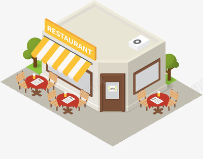饭店png免抠素材_新图网 https://ixintu.com 户外 招牌 遮阳帘 餐桌