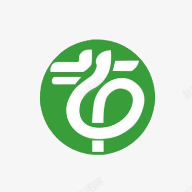 圆形绿色艺字变形体的艺术节标志图标图标