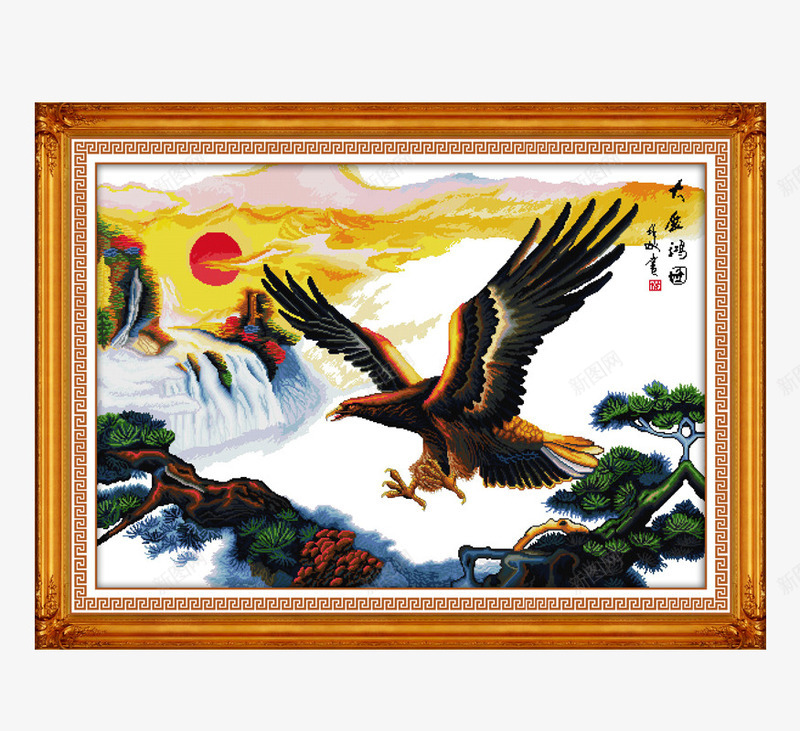 大展宏图雄鹰展翅十字绣画png免抠素材_新图网 https://ixintu.com 产品实物 十字绣画 印花刺绣 大展宏图 大展宏图素材 大展宏图装饰画 挂画 装饰挂画 装饰画