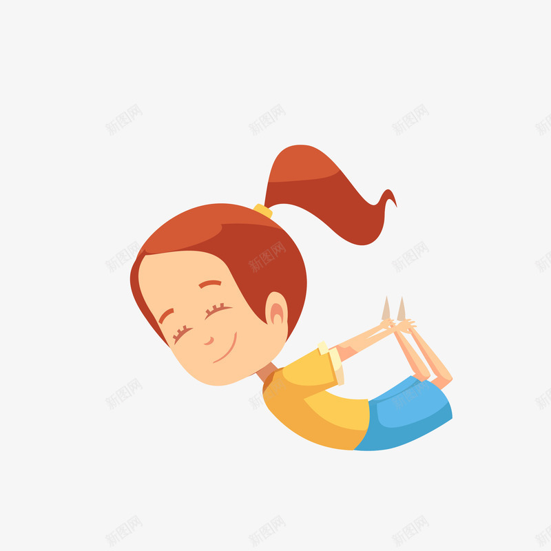 练习瑜伽动作矢量图eps免抠素材_新图网 https://ixintu.com 动作 卡通 女生 开心 手绘 柔软身体 练习瑜伽 矢量图