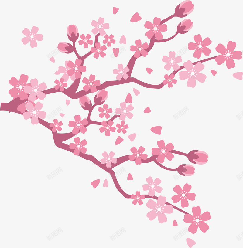粉色樱花树枝矢量图ai免抠素材_新图网 https://ixintu.com 免抠图 卡通的 无背景 日本樱花 樱花 樱花漫画 漂亮的 矢量图 粉色樱花树枝 粉色的 透明