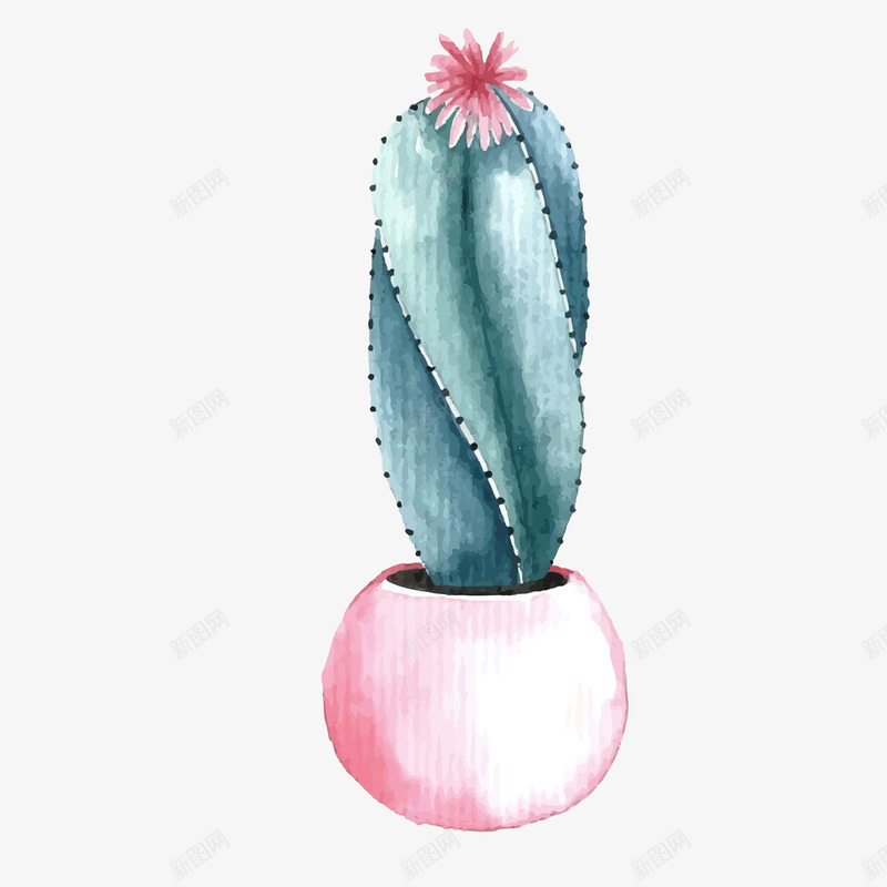 水彩手绘仙人掌矢量图ai免抠素材_新图网 https://ixintu.com 仙人掌设计 手绘 植物设计 水彩 盆栽设计 矢量图