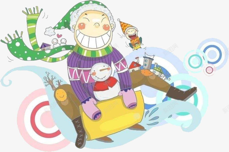 互动游戏png免抠素材_新图网 https://ixintu.com 互动游戏 冬天 卡通 卡通游戏 滑雪