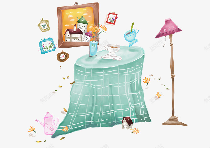 咖啡桌台灯png免抠素材_新图网 https://ixintu.com 休闲桌 卡通 台灯 吃饭桌子 咖啡桌 手绘 桌子免抠 水壶 相册 简约桌子 花瓶 餐厅桌
