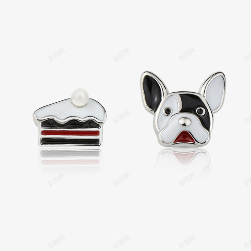 蛋糕狗狗耳钉png免抠素材_新图网 https://ixintu.com 慕斯蛋糕 斗牛犬 纯银 耳钉