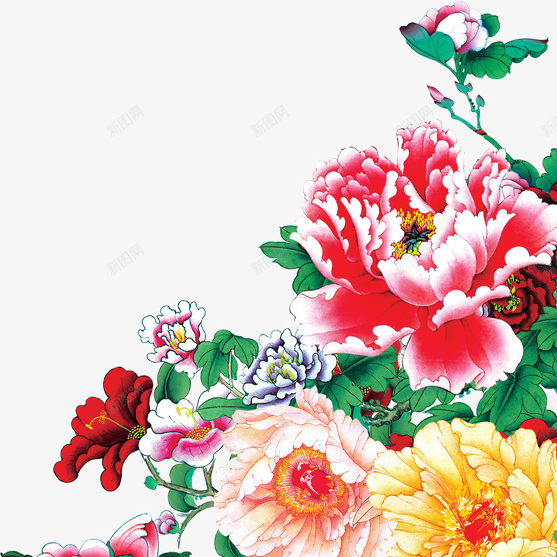 中秋节绿树叶红花png免抠素材_新图网 https://ixintu.com 中秋节 树叶 红花