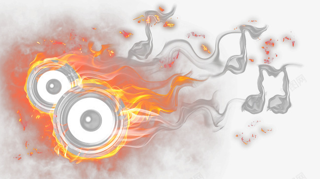 音响psd免抠素材_新图网 https://ixintu.com 乐器 创意 创意背景 抽象 播音器 火 火星 火焰 火花 烈火 烈焰 音乐 音响 音符