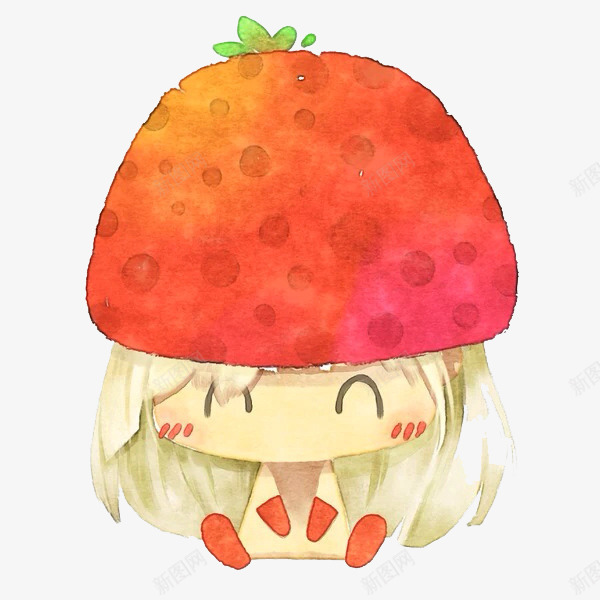 草莓女生头套png免抠素材_新图网 https://ixintu.com 头套 女生 水彩 草莓