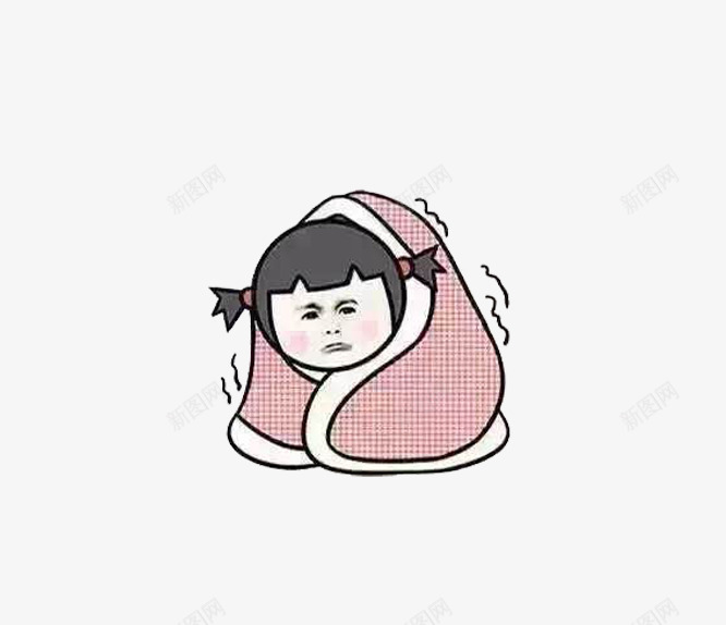 围着被子扎小辫的表情图png免抠素材_新图网 https://ixintu.com 卡通 围着 天冷 扎小辫 注意保暖 粉色 素材 表情 被子