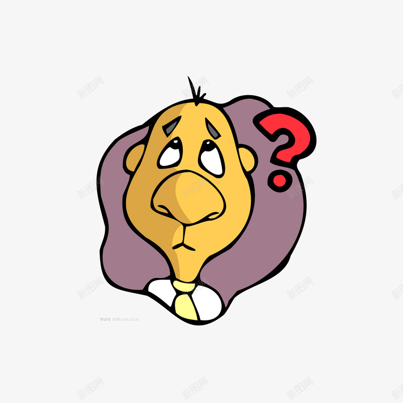 疑惑的老头png免抠素材_新图网 https://ixintu.com 卡通手绘 浅紫色红色 疑惑的老头 问号脸