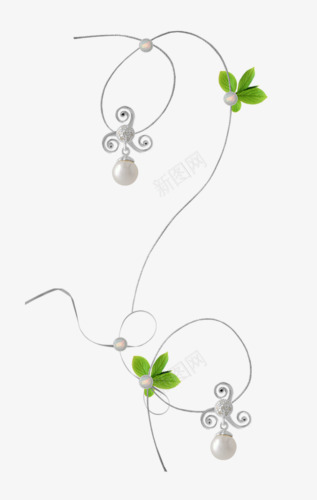 珠花png免抠素材_新图网 https://ixintu.com 宝珠 绿叶 银色