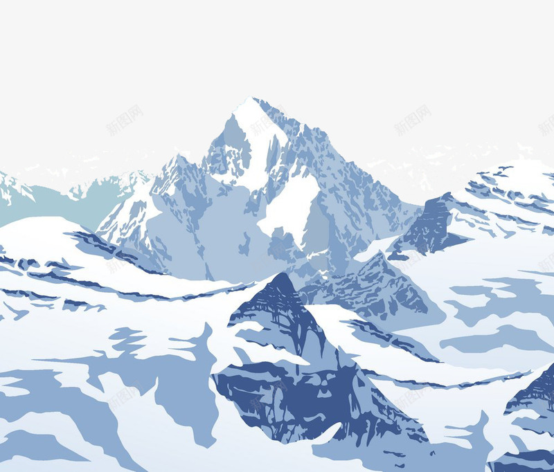 美丽雪山png免抠素材_新图网 https://ixintu.com 卡通风景插画 山峰美景 山脉风景 雪山风景 高山 高峰