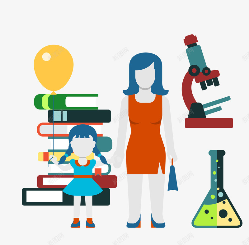 人物学习知识图案png免抠素材_新图网 https://ixintu.com 亲子教育 人物 卡通图案 学习知识 家庭教育