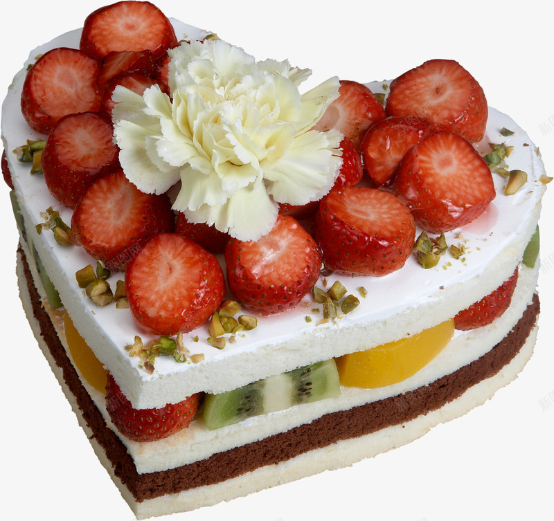 蛋糕png免抠素材_新图网 https://ixintu.com 夹心 奶油 心 生日蛋糕 花 草莓