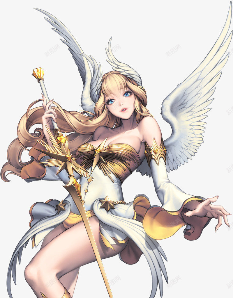 卡通天使少女带白翅膀png免抠素材_新图网 https://ixintu.com 卡通 天使 少女 翅膀