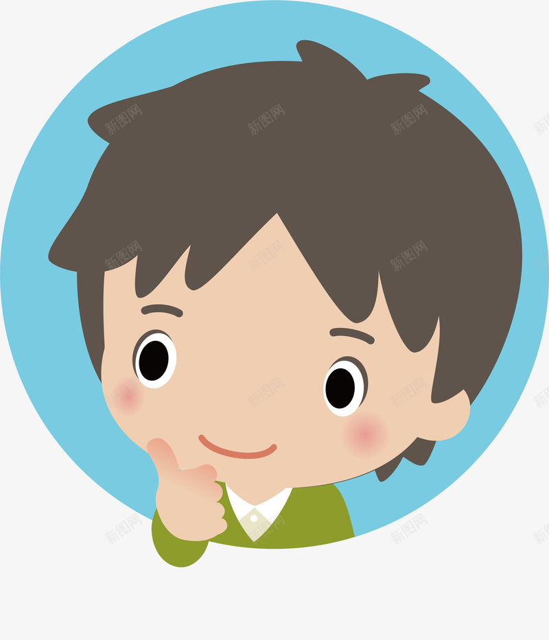 微笑的男孩矢量图ai免抠素材_新图网 https://ixintu.com 卡通面部 大拇指 微笑 面部 面部模特 面部特写 面部表情 矢量图