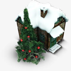 圣诞节png免抠素材_新图网 https://ixintu.com 元旦 双旦 圣诞树 小屋 装饰 雪