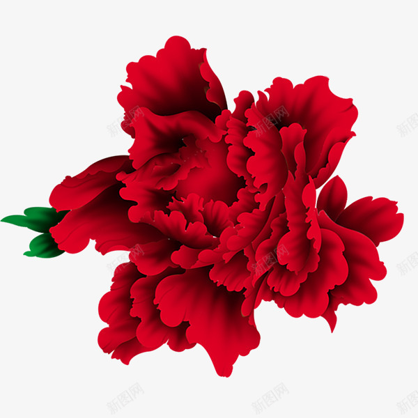 元旦新年春节大红色牡丹花png免抠素材_新图网 https://ixintu.com 元旦矢量图 大红色 新年 春节素材 牡丹花