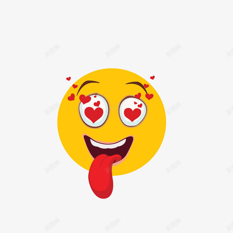 卡通爱心眼吐舌头表情png免抠素材_新图网 https://ixintu.com 伸出舌头 双眼冒爱心 眼冒爱心 色迷迷 表情图