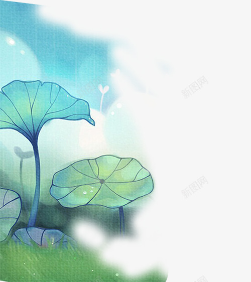 中国风水墨荷叶psd免抠素材_新图网 https://ixintu.com 中国风水墨荷叶 唯美 绿色
