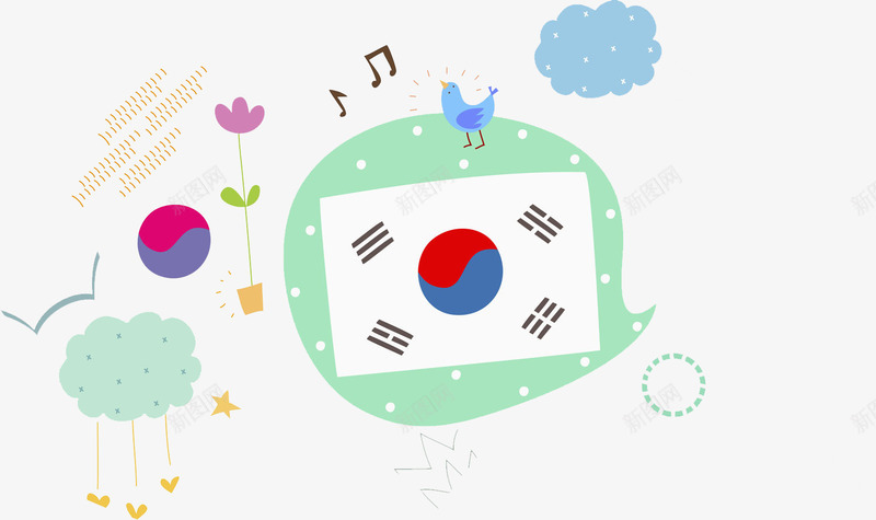 日本国旗png免抠素材_新图网 https://ixintu.com 国旗 手绘 斑点 日本 皮球 背景 花朵 花盆 铃铛 音符