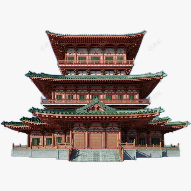 中式阁楼建筑png免抠素材_新图网 https://ixintu.com 中国风 建筑 装饰图案 阁楼
