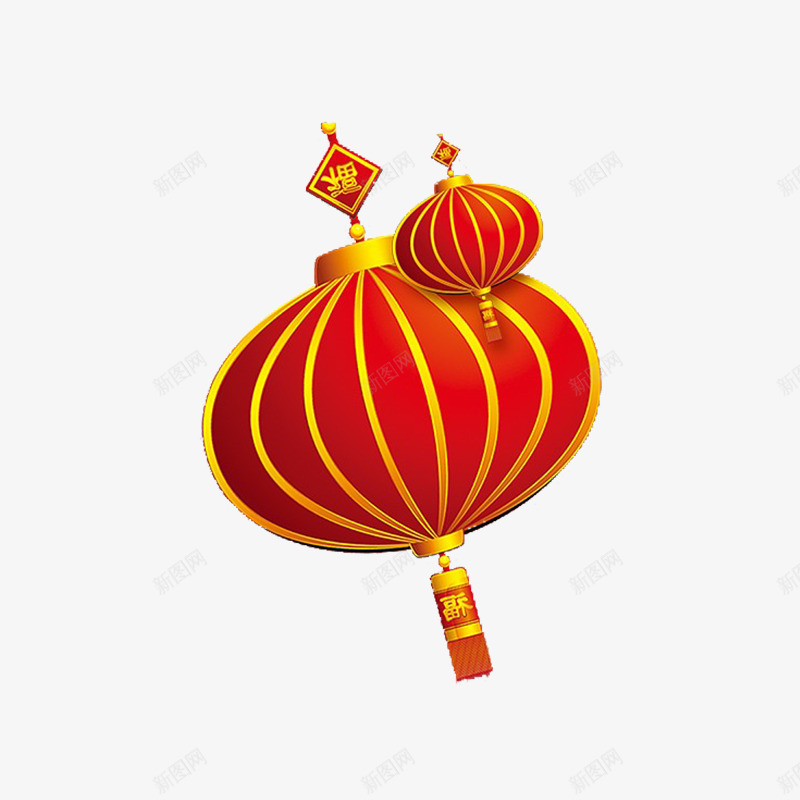 红色新年春节灯笼悬挂png免抠素材_新图网 https://ixintu.com 悬挂 新年春节 渐变 福字 红色 纹理 装饰