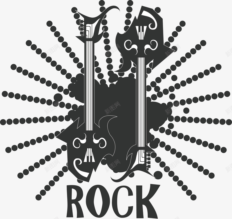 摇滚吉他png免抠素材_新图网 https://ixintu.com rock 吉他 摇滚 点点 琴头 琴弦 琴箱 背景 花纹